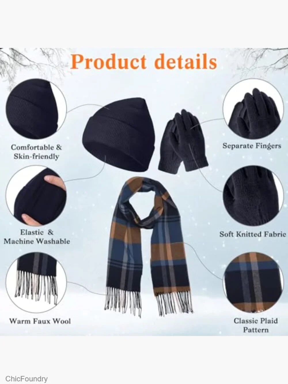 Kids Winter Hat Gloves Scarf Set Knit Beanie 5-10 Boys Girls Cold Weather